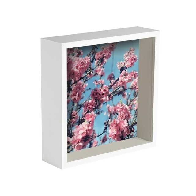 "Nicola Spring 8 x 8"" Deep Photo Frame - White - 3D Deep Box Picture Frame Portrait Display Case (22.5 x 22.5cm)"