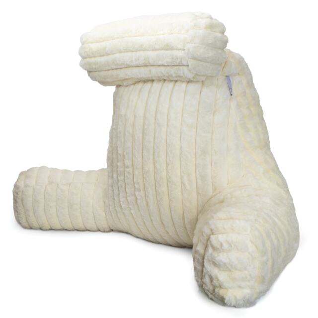 Aamira Reading Pillow Cream Faux Fur Ribbed Memory Foam Support Cushion Cream Cream XL - Cream 1