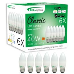 BELL Lighting E27 Dimmable LED Candle Natural White 4000K 4.7W Light Bulb