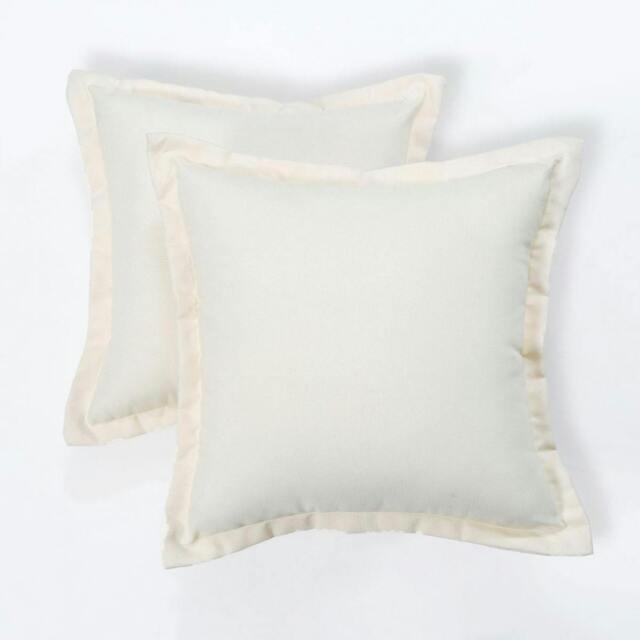 Homescapes Natural Plain Outdoor Cushion 45 x 45 cm - Set of 2 Cream Natural 2
