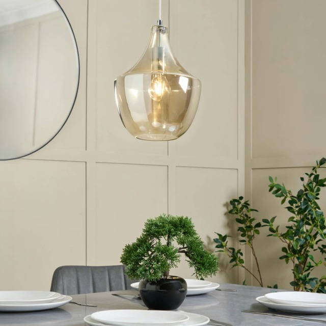 BHS Jena Glass Ceiling Pendant, Champagne