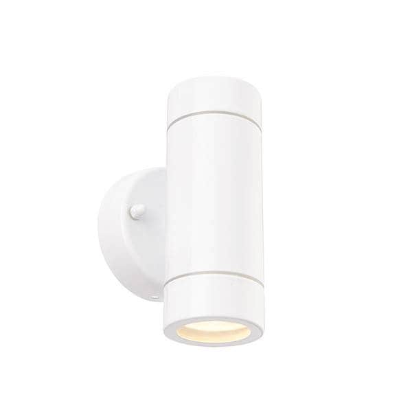 Palin 2 Light Outdoor Up Down Wall Light Gloss White, Glass IP44, GU10