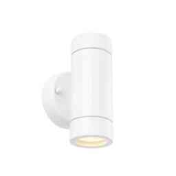 Palin 2 Light Outdoor Up Down Wall Light Gloss White, Glass IP44, GU10