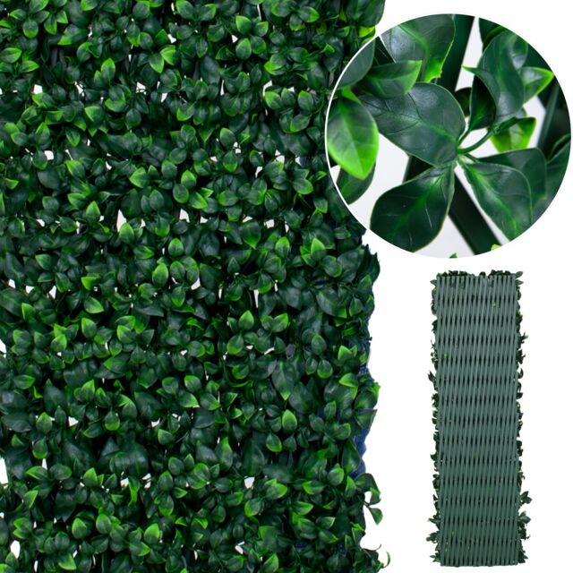 Expanding Trellis With Artificial Leaves and Flowers - Ficus Leaf Garden Hedge Balcony Privacy Screening Panel Green Green Trellis M 1