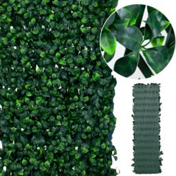 Expanding Trellis With Artificial Leaves and Flowers - Ficus Leaf Garden Hedge Balcony Privacy Screening Panel Green Green Trellis M 1
