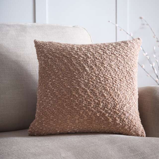Portfolio Home Boucle Blush Pink Textured Filled Cushion 45x45cm