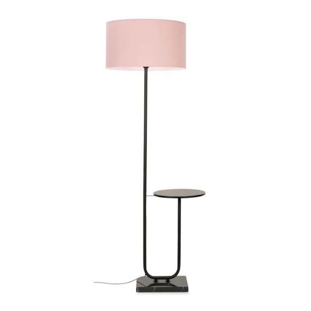 ValueLights Tavel Matte Black Floor Lamp Pink Shade