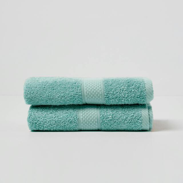 Homescapes Turkish Cotton Hand Towel Set of 2 - Sea Green Green Hand towel 2