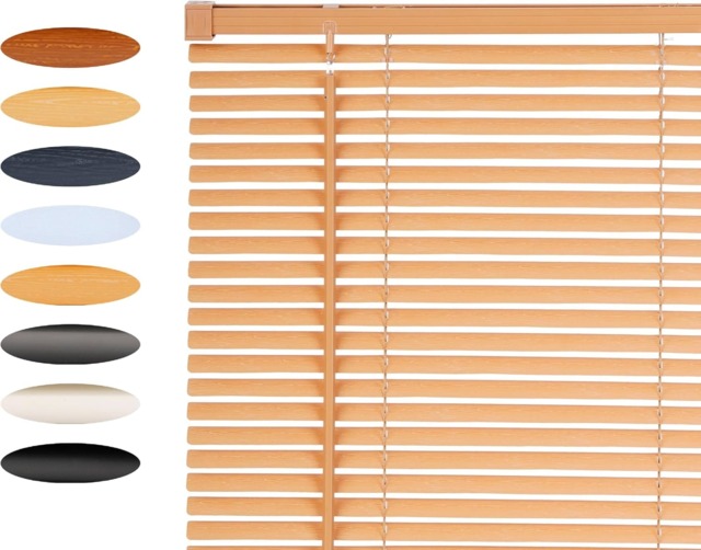 Lister Cartwright 25mm PVC Venetian Blinds Windows Easy Fit Child Safety Included (Wood Print, 90 cm Width x 160 cm Drop)