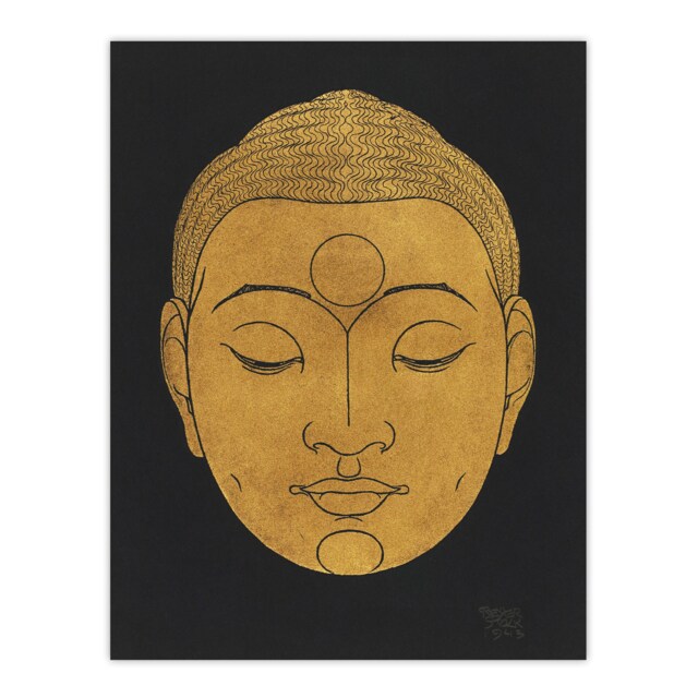 Bronze Gold Head of Buddha Reijer Stolk Huge Wall Art Print 18X24 In