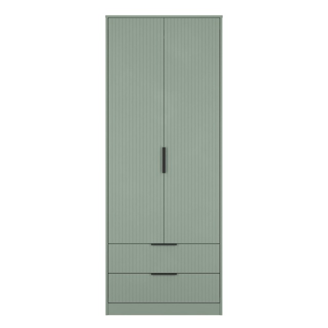Denver Tall 2 Drawer Double Wardrobe in Reed Green (Ready Assembled) Green Reed Green