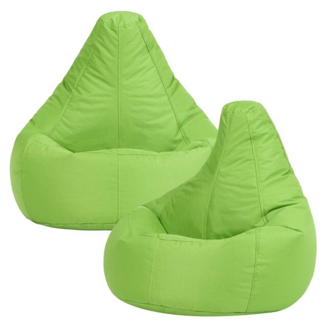 Highback Gaming Beanbag Indoor and Outdoor Lime Green Set of 2