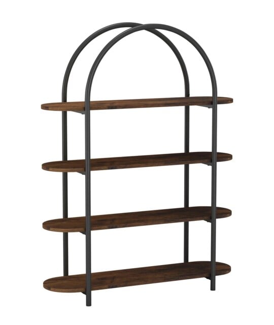 4 Tier Wooden Shelving Arched Unit Industrial Storage Bookcase Display Shelves Multi Rustic Brown