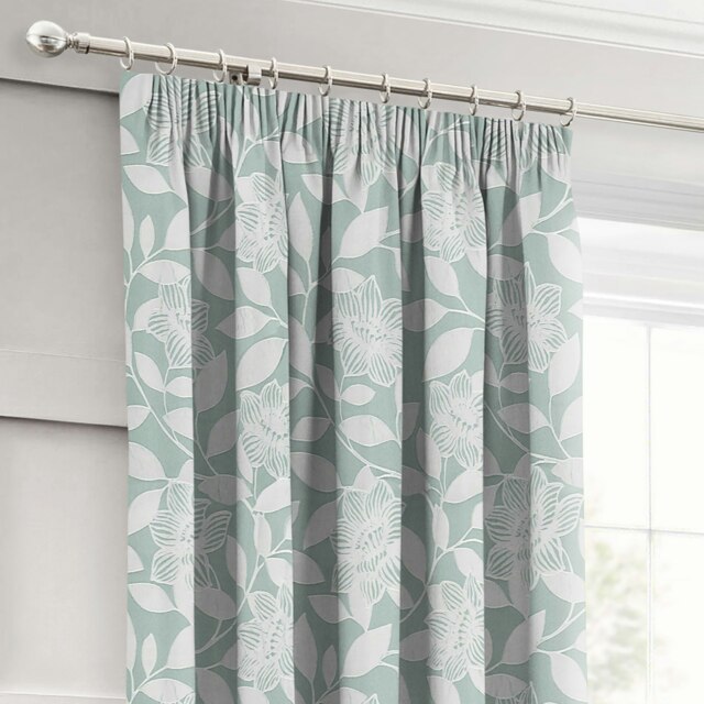 Intimates Serena Pencil Pleat Curtains - 117cm x 182cm Green Duck Egg