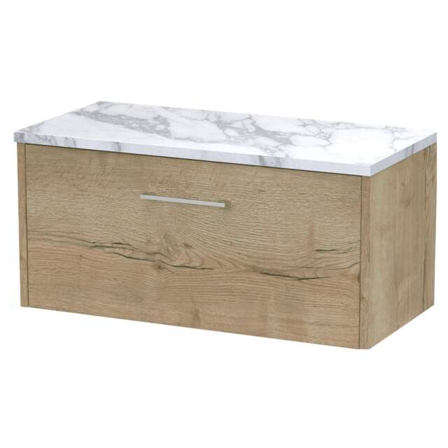 Balterley Winshill Contemporary 1 Drawer Wall Hung Vanity Unit with Laminate Worktop, Light Oak, 800mm