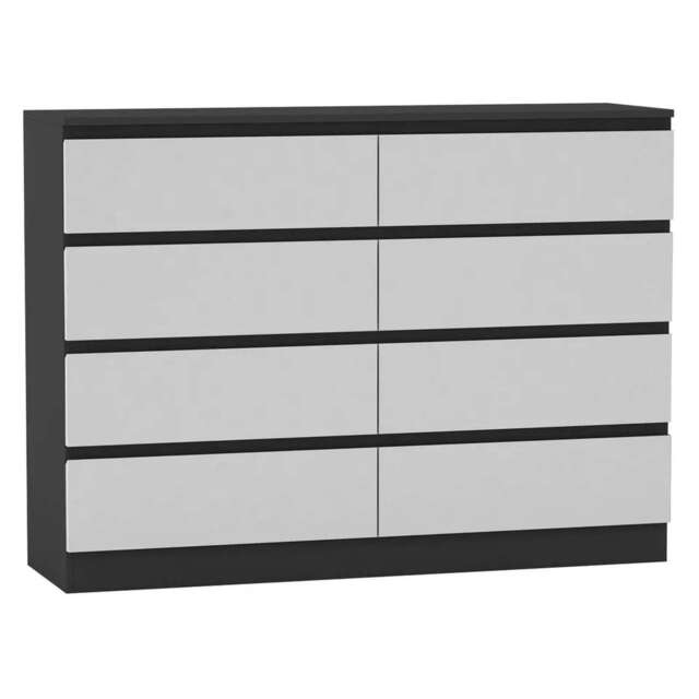 Minimalist Chest of 8 Drawers - 88.3x120x35cm Black Black & White 1