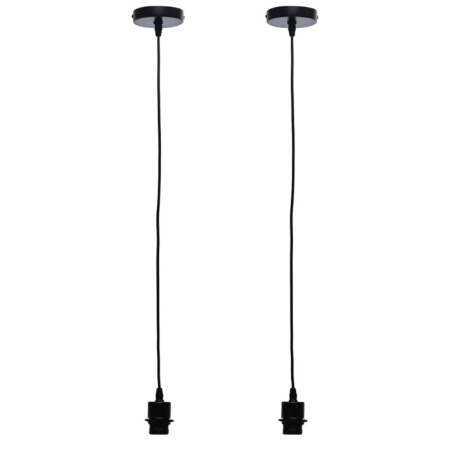Set of 2 Cassidy - Black Ceiling Pendant Flex Kits for Easy Fit Shades Black Matt black paint Small 1