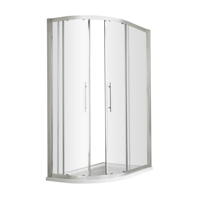 8mm Toughened Safety Glass Offset Shower Quadrant, Chrome - 900 x 800mm