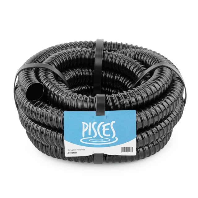 Pisces 20mm (0.75 inch) Black Pond Corrugated Flexible Hose Pipe - 2m Roll