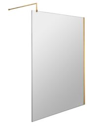 Balterley Toughened Safety Glass Wetroom Screen with Support Bar Copper Brushed Brass