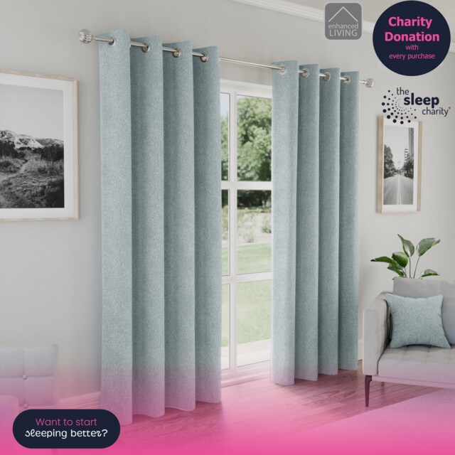 Enhanced Living Austin Blackout, Thermal Blue Curtains with Eyelet Header (PAIR) - 46x72 inch (117x183cm)