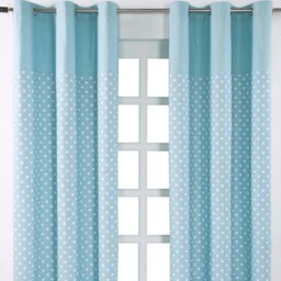 Homescapes Cotton Stars Blue Ready Made Eyelet Curtain Pair - 137 x 182 cm Drop Blue Blue