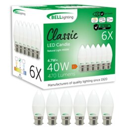 BELL Lighting B22 Bayonet Dimmable LED Candle Natural White 4000K Energy Saving