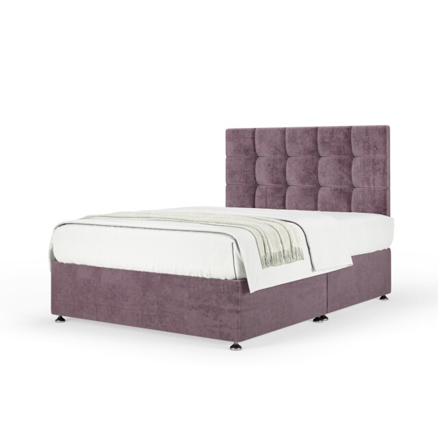 Super Ortho Orthopaedic Mauve Naples Velvet Divan Set And Pearl Headboard Single