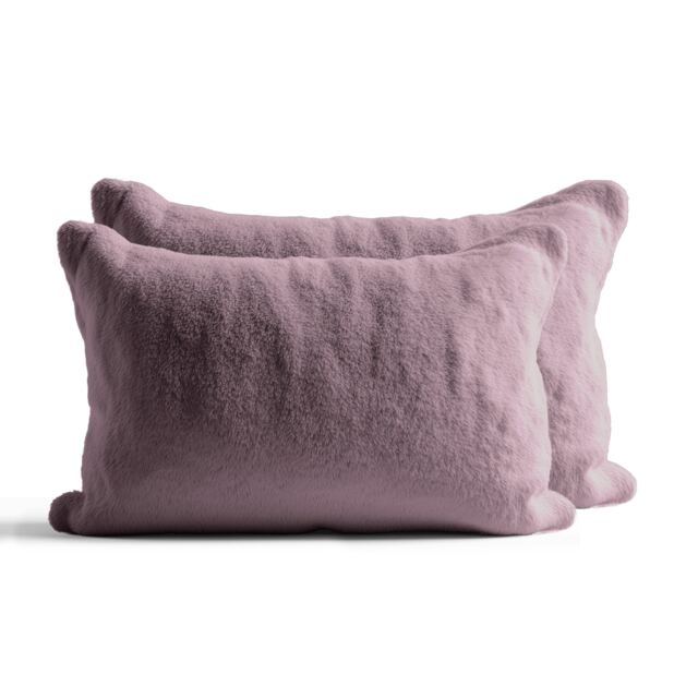 Teddy Bear Fleece Super Soft Cosy Pillow Case Pair Pink Pink