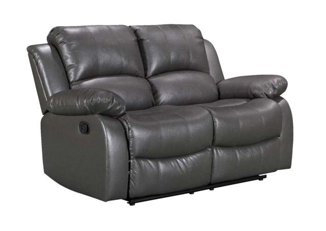 Faux Leather Grey 2 Seater Manual Recliner Sofa VALENCIA