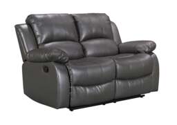Faux Leather Grey 2 Seater Manual Recliner Sofa VALENCIA