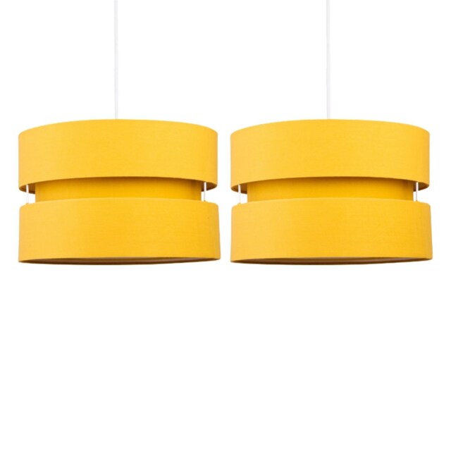 Pair of Ochre Layered Easy Fit Light Shades Yellow Large 2