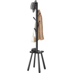 Hall Tree with 8 Hooks and Storage Shelf, Freestanding Coat Rack for Entryway and Bedroom, Ink Black