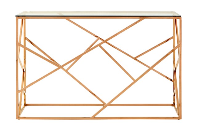 Orsina Stylish Rose Gold Geometric Console Table, Versatile Hallway Table, Easily Maintained Living Room Table