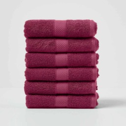 Homescapes Turkish Cotton Hand Towel Set of 6 - Burgundy Red Hand towel 6