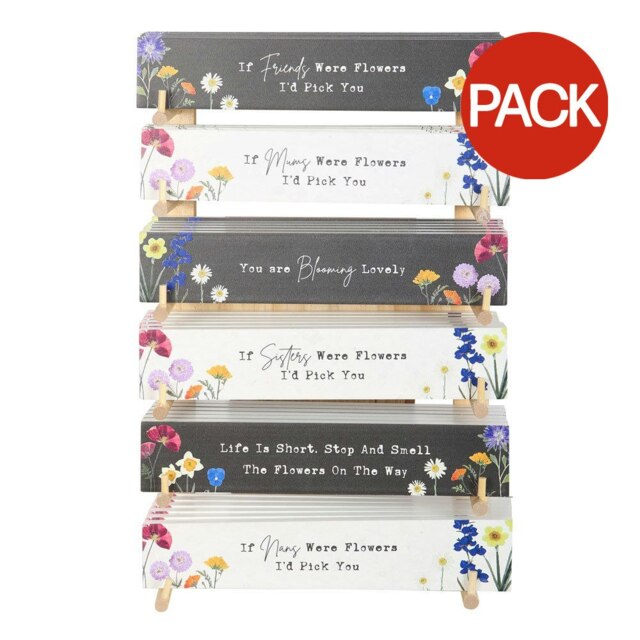 Something Different Wild Flowers Hanging Sign (Pack of 36) - Black/White - One Size