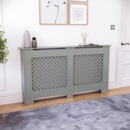 Vida Designs Oxford Radiator Cover Painted MDF Cabinet, Grey, 152cm