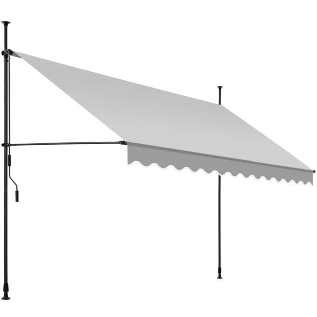 Awning with hand crank - pressure fitted , height adjustable Grey light grey 350 x 180 cm 1