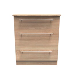 Carlton 3 Drawer Deep Chest of Drawers in Bardolino Oak (Ready Assembled) Brown Bardolino Oak