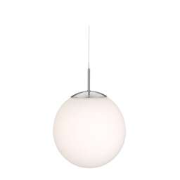 Globe 1 Light Ceiling Pendant Brushed Steel, Opal White Glass, E27