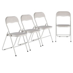 4-Pc Folding Chair Set with Cushioned Velvet Seat and Back Cream 4