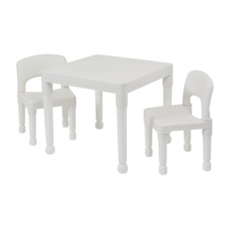 Liberty House Toys Children's White Plastic Table and 2 Chair Set