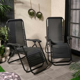 OHS 2 Pack Garden Reclining Zero Gravity Patio Sun Lounger Outdoor