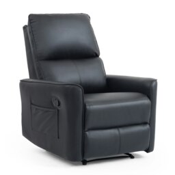 Madrid Manual Recliner Air Leather Chair Black Black One Size