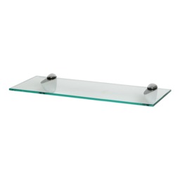 Harbour Housewares Floating Glass Shelf - 50cm - Metallic Brackets - Bathroom Shower Storage Vanity Display Unit Shelf Silver Chrome 1