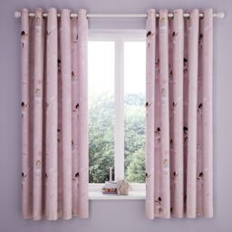 Catherine Lansfield Dancing Fairies Fully Reversible Lined Curtains Pink