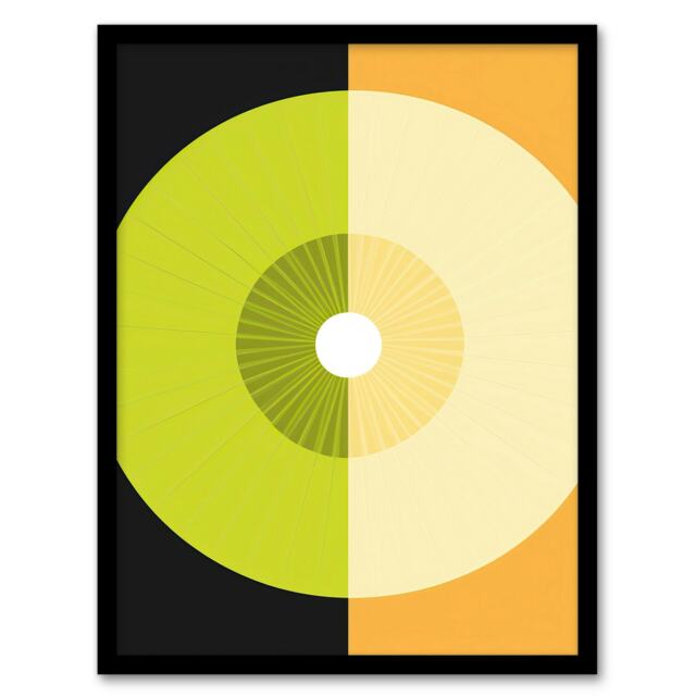 Abstract Kiwi Orange Kitchen Green Home Decor Black Framed Wall Art Print A4