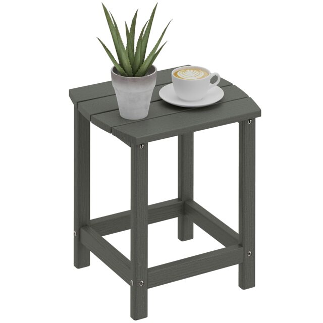 Outsunny Outdoor Side Table, Adirondack Side Table, Indoor Outdoor, Grey Grey