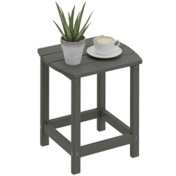 Outsunny Outdoor Side Table, Adirondack Side Table, Indoor Outdoor, Grey Grey