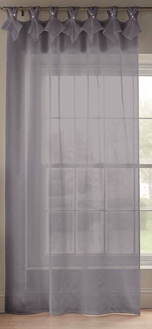 Tiara Dolly Voile Tab Top Curtain Panel - Silver - 145cm x 229cm Silver